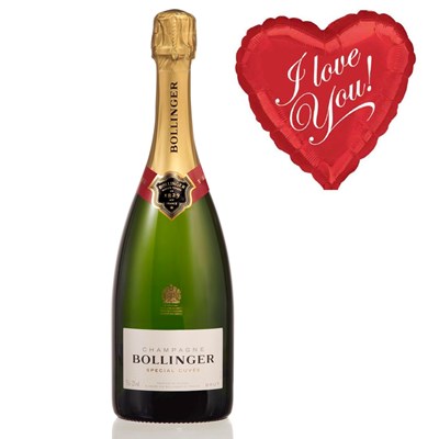 Buy & Send Bollinger Brut Champagne and  I Love You Balloon Gift Online